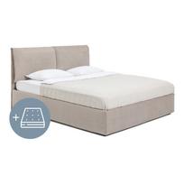 Minkšta dvigulė lova taupe spalvos su čiužiniu ir grotelėmis 160x200 cm Thessa Pillow - Bonami Selection