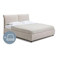 Smėlio spalvos minkšta dvigulė lova su čiužiniu ir grotelėmis 160x200 cm Myra Pillow - Bonami Selection