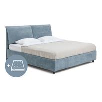 Mėlyna minkšta dvigulė lova su čiužiniu ir grotelėmis 180x200 cm Myra Pillow - Bonami Selection