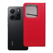 SMART CASE knygos tipo dėklas telefonui XIAOMI Redmi Note 14 4G (GLOBAL - 163,25mm x 76,55mm x 8,16mm) raudonas
