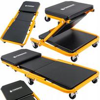 Dirbtuvių gultas 2-in-1 su ratukais, gultas ir taburetė, 150 kg