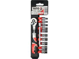 Galvučių rinkinys su terkšle varžtams ir veržlėms priveržti 1/4" 4-13mm 72 dantys AS-DRIVE 12 vnt. YT-14432 YATO