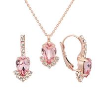 Papuošalų rinkinys moterims DiamondSky "Leonora II (Light Rose)" su Preciosa kristalais