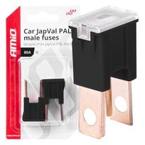 Automobilių ir motociklų prekės, elektronika, navigacija, CB radijas // Automobilių elektronikos komponentai : Montavimo kabeliai : Saugikliai : Jungtys // Bezpieczniki samochodowe japval pal męskie 2 szt. 80a amio-03402