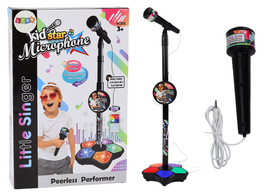 Garso sistemos ir priedai // Muzikos instrumentai // Mikrofon Ze Statywem Dla Dzieci Karaoke Regulowany Światła Czarny