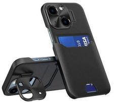 Nugarėlės dėklai iLike Apple iPhone 14 Leather Stand Case cover card wallet with stand Black