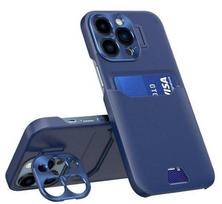 Nugarėlės dėklai iLike Apple iPhone 14 Pro Leather Stand Case card wallet with stand Blue