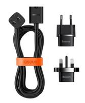 Adapteriai Baseus Universal PowerCombo cable / extension cord with mini power strip 1m black (EU and UK power adapter Black