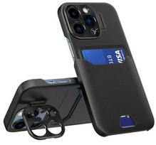 Nugarėlės dėklai iLike Apple iPhone 14 Pro Max Leather Stand Case wallet with stand Black