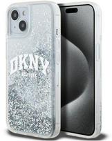 Nugarėlės dėklai DKNY Apple iPhone 15 hardcase Liquid Glitter Big Logo Transparent Silver