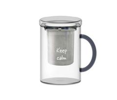 WD LIFESTYLE stiklinis puodelis su sieteliu, "Keep calm", 420 ml