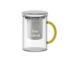 WD LIFESTYLE stiklinis puodelis su sieteliu, "Keep relaxed", 420 ml