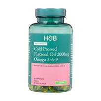 H&B HIGH STRENGTH linų sėmenų aliejus 2000 mg omega 3-6-9, 90 kapsulių