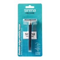 SIRENA MEN CARE DOUBLE-EDGE dviašmenis apsauginis skustuvas su peiliukais (3 vnt.)