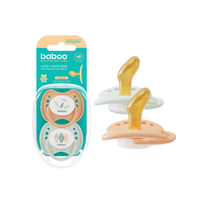 BABOO® Calmy lateksinis ortodontinis čiulptukas (2 vnt) su sterilizavimo dėžute, Peachy Keen, 0+ mėn, 2 vnt.