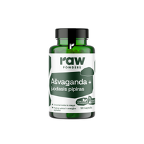 RAW POWDERS AŠVAGANDA SU JUODUOJU PIPIRU, 90 kapsulių