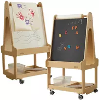 MASTERKIDZ dvipusė sausai valoma lenta, 3 viename molbertas ant ratukų