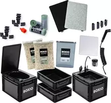BOXIO mobilus stovyklavimo sanitarinis rinkinys su nešiojamu tualetu ir praustuvu BOX-SAN-2