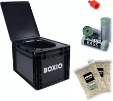 BOXIO kompaktiška mobilioji atskirianti tualeto dėžė, 40 x 30 x 28 cm, juoda, BOX-TOI-BL-403027-PLUS