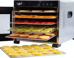 Vita5 maisto džiovintuvas iš nerūdijančio plieno, 6 padėklai, reguliuojama temperatūra 35–75 °C, 650 W, Nobel Pro6