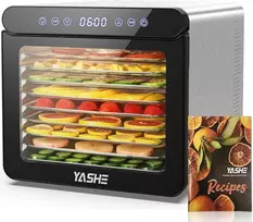 YASHE maisto džiovyklė su nerūdijančio plieno korpusu, 9 padėklai, skaitmeninis valdymas, 800 W, M21012
