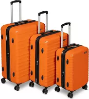 Kelioninis Amazon Basics kietų lagaminų rinkinys, 3 vnt., ABS korpusas, 55 cm, 68 cm, 78 cm, oranžinis