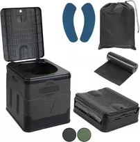 Montafox sulankstoma nešiojama turistinė tualeto dėžė, 25 l talpos, iki 150 kg, pilka/juoda