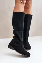 Lewski Shoes Natūralios zomšinės odos juodi ilgaauliai
