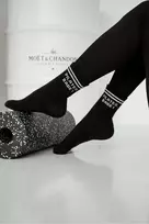 Milena Moteriškos juodos kojinės su užrašu PILATES BABE