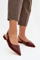 Boto Bordo spalvos elegantiški bateliai atviru kulnu