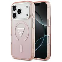 GUESS IML Gradient Triangle Logo MagSafe Case for iPhone 17 Pro, pink