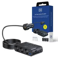 3mk Protection 3mk Car Power Splitter PD QC PPS USB-C USB-A Car Charger for 7 Devices | 120W | PD, QC, PPS | USB-C, USB-A | black