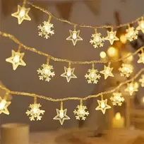 DIOR LED snowflake/star Christmas lights - 3m/20 lights warm white, battery powered 3xAA EHD-LS04