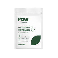 RAW POWDERS Vitaminas D3 + Vitaminas K2, 14 tablečių