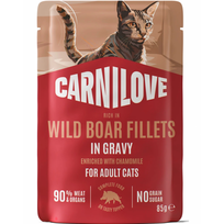 CARNILOVE Gravy Wild Boar enriched with Chamomile NEW konservai katėms, Svoris 85 g