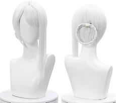 Anime NieR Kaine Cosplay perukas NieR RepliCant Cosplay Sliver balti pinti plaukai su kirpčiukais Sintetiniai plaukai karščiui atsparūs One Size balta