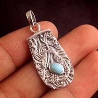 Larimar Peridot Mermaid pakabukas 925 Sterling Silver Charm Papuošalai Reiki Pakabukas Statement Pakabukas mėlyna