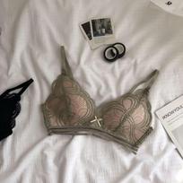 Seksualūs nėriniai Push Up liemenėlės moterims belaidės apatinės kelnaitės apatiniai drabužiai mergaitėms liemenėlė 32/70AB gray