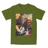 Men Women Black Myth Wukong Video Game Shirt Funny Gaming 100% Cotton Tops Leisure Short Sleeve O Neck Tee Shirt Classic Shirts S armijos žalia spalva