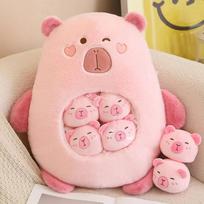 Kawaii Kapibala Kapibaros Pliušinis Žaislas Kapibaros Pagalvė Mielas Lėlė Jūrų Kiaulytės Lėlė Berniukai Mergaitės Anime Namų Dekoras 40x45cm rožinė
