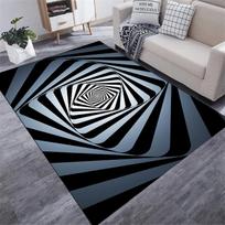 3D Stereoskopinė Iliuzija Juoda ir Balta Vizualus Kilimas Svetainei Miegamajam Arbatos Staliukas Sofa Grindų Kilimėlis 80*120cm