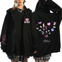 Stray Kids Kpop Maxident Spaudinys Užsegamas Džemperis Korėjietiško Stiliaus Y2 M juoda