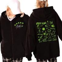 Stray Kids Kpop Maxident Spaudinys Užsegamas Džemperis Korėjietiško Stiliaus Y2 XL juoda