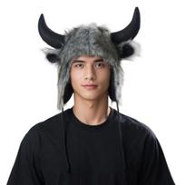 Animal Costume Hat Bull Horn EarCover Hat Soft Plush Fursuit Cap For Adult Winter Activity Halloween Party Accessory 1