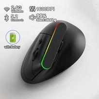 RGB Vertikali Pelė 2.4G Belaidė Pelė Dvigubo Režimo Bluetooth Pelė Ergonomiška Pelė Įkraunamos Pelės Tyli Pelė PC Nešiojamam Kompiuteriui juoda