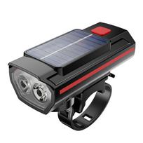 Solar  Light Bike Front Lamp With Horn USB Rechargeable Power Display  Bike Flashlight Headlamp One Size