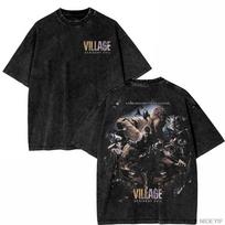 Resident Evil Village Fanart Biohazard Leon Kennedy Oversized T shirt BACK 100% Cotton Vintage Washed T-shirt for men women J169 S