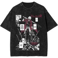 Washed Manga Print Shirt DMC Devil May Cry Gane Merch Vintage TShirts Harajuku Streetwear Cotton Summer Short Sleeve Tees S