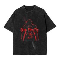 Dante Devil May Cry Manga TShirt DMC Graphic Washed Oversized TShirts for Men Women Clothing Pure Cotton Short Sleeve Tees S