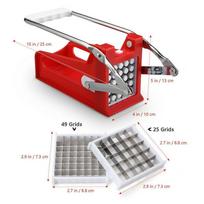 2 Slicer Chopper Chip Home Maker French Fry Cutters French Fries Tool Fries Slicer Potato Chipper raudona